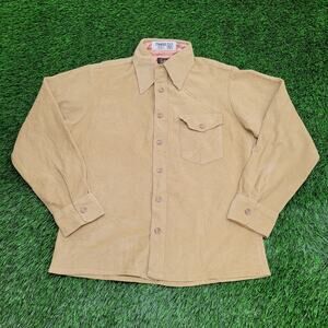 Vintage 70s LEE Chamois Button Shirt Medium 21x26 Beige